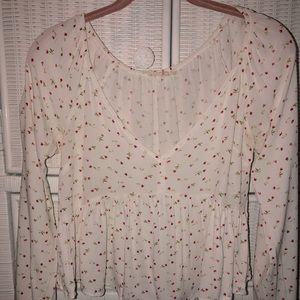 White long sleeve v neck blouse from PacSun